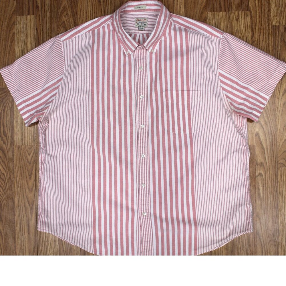 J.CREW CLASSIC FIT 100% COTTON OXFORD SHIRT CRIMSON & WHITE 2X-LARGE, XXL
